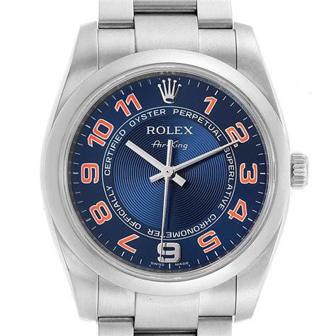 rolex acciaio blu|air king rolex steel watch.